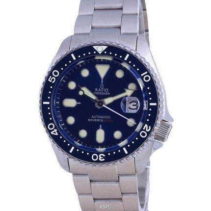 Orologio da uomo Ratio FreeDiver quadrante blu con cristallo di zaffiro in acciaio inossidabile automatico RTB202 200M