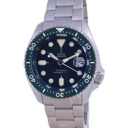 Orologio da uomo Ratio FreeDiver quadrante verde cristallo di zaffiro acciaio inossidabile automatico RTB205 200M