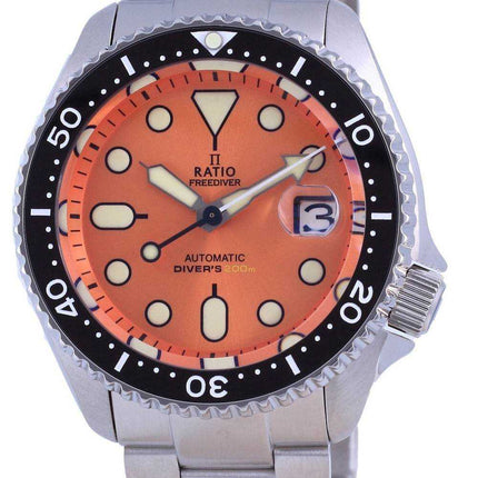Orologio da uomo Ratio FreeDiver quadrante arancione cristallo di zaffiro acciaio inossidabile automatico RTB214 200M