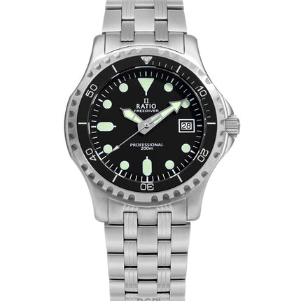 Orologio da uomo Ratio FreeDiver Professional Sapphire Black Dial Quartz RTF005 200M