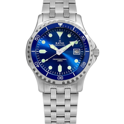 Orologio da uomo Ratio FreeDiver Professional Sapphire Blue Sunray Dial Quartz RTF007 200M