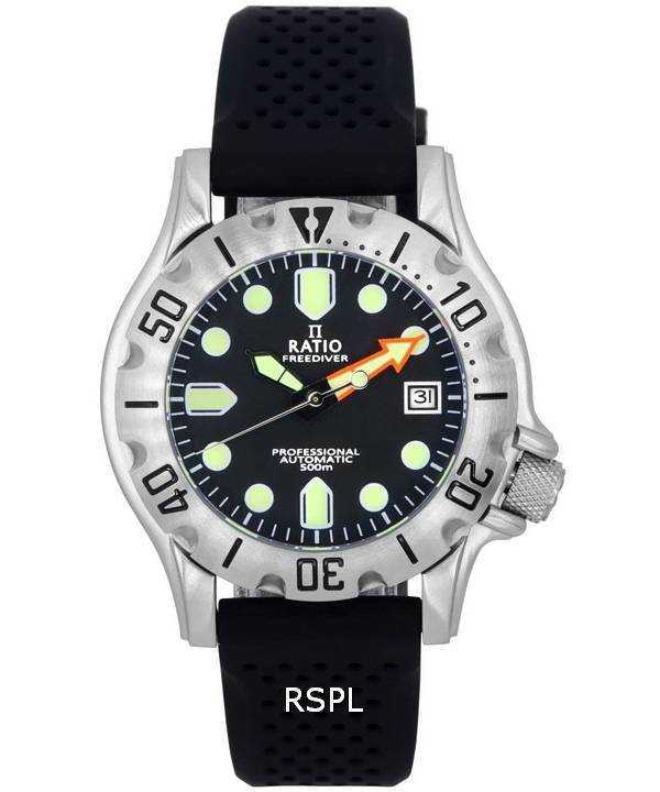 Orologio da uomo Ratio FreeDiver Professional Sapphire quadrante nero automatico RTF009 500M