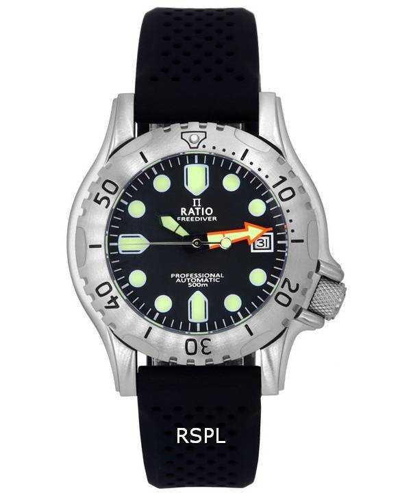 Orologio da uomo Ratio FreeDiver Professional Sapphire quadrante nero automatico RTF015 500M