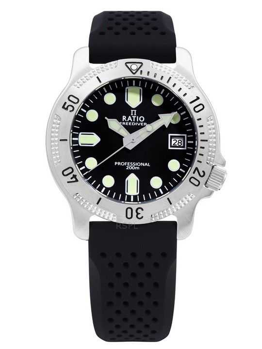 Orologio da uomo Ratio FreeDiver Professional Sapphire quadrante nero al quarzo RTF021 200M