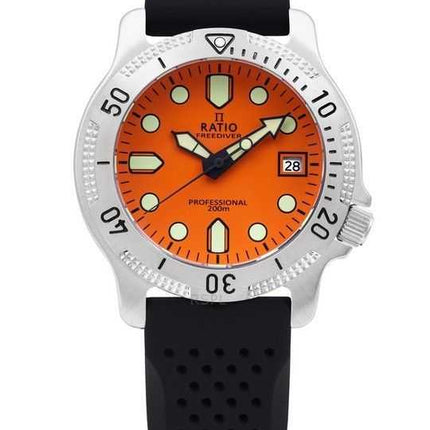 Orologio da uomo Ratio FreeDiver Professional Sapphire Orange Dial Quartz RTF025 200M