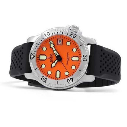 Orologio da uomo Ratio FreeDiver Professional Sapphire Orange Dial Quartz RTF025 200M