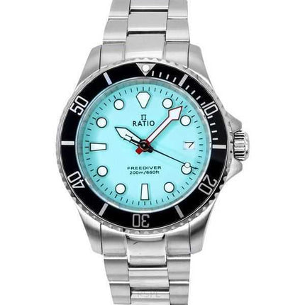 Orologio da uomo Ratio FreeDiver Sapphire in acciaio inossidabile con quadrante blu ghiaccio al quarzo RTF032 200M
