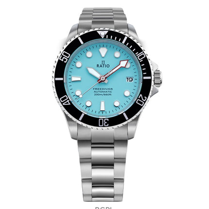 Orologio da uomo Ratio FreeDiver Sapphire in acciaio inossidabile con quadrante blu ghiaccio automatico RTF042 200M