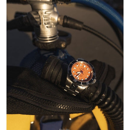 Orologio da uomo Ratio FreeDiver Sapphire in acciaio inossidabile con quadrante arancione, automatico RTF045 200M, ricondizionato