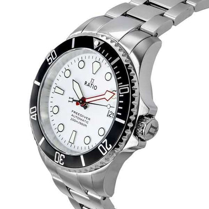 Orologio da uomo Ratio FreeDiver Sapphire in acciaio inossidabile con quadrante bianco automatico RTF047 200M