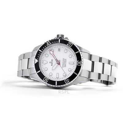 Orologio da uomo Ratio FreeDiver Sapphire in acciaio inossidabile con quadrante bianco automatico RTF047 200M