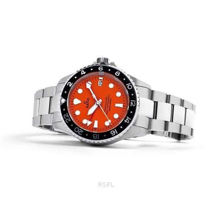 Orologio da uomo Ratio FreeDiver GMT serie zaffiro in acciaio inossidabile quadrante arancione automatico RTF055 200M