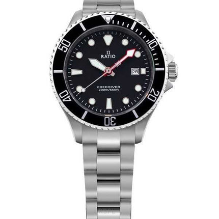 Orologio da donna Ratio FreeDiver Sapphire in acciaio inossidabile con quadrante nero al quarzo RTFL800 200M