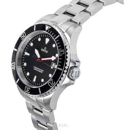 Orologio da donna Ratio FreeDiver Sapphire in acciaio inossidabile con quadrante nero al quarzo RTFL800 200M