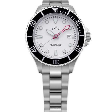 Orologio da donna Ratio FreeDiver Sapphire in acciaio inossidabile con quadrante bianco al quarzo RTFL802 200M