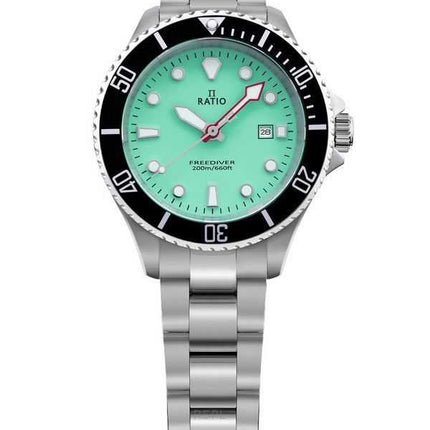 Orologio da donna Ratio FreeDiver Sapphire in acciaio inossidabile con quadrante verde al quarzo RTFL805 200M