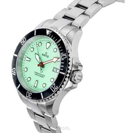 Orologio da donna Ratio FreeDiver Sapphire in acciaio inossidabile con quadrante verde al quarzo RTFL805 200M
