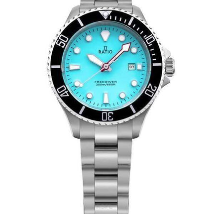 Orologio da donna Ratio FreeDiver Sapphire in acciaio inossidabile con quadrante blu ghiaccio al quarzo RTFL807 200M