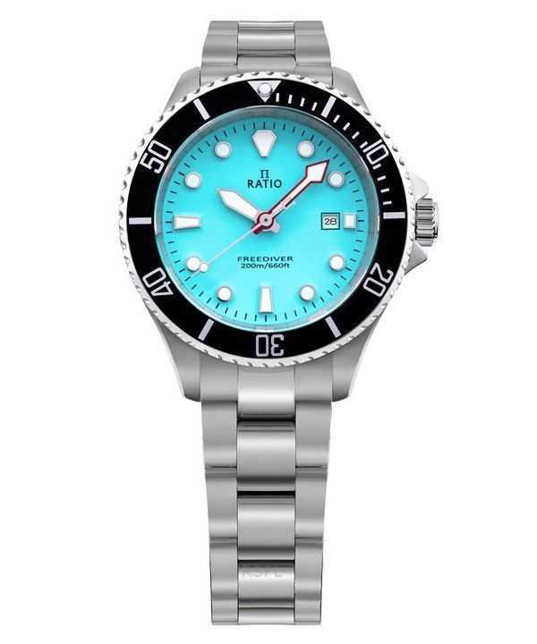 Orologio da donna Ratio FreeDiver Sapphire in acciaio inossidabile con quadrante blu ghiaccio al quarzo RTFL807 200M