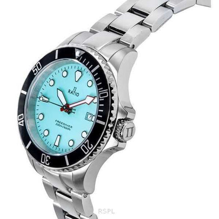 Orologio da donna Ratio FreeDiver Sapphire in acciaio inossidabile con quadrante blu ghiaccio al quarzo RTFL807 200M