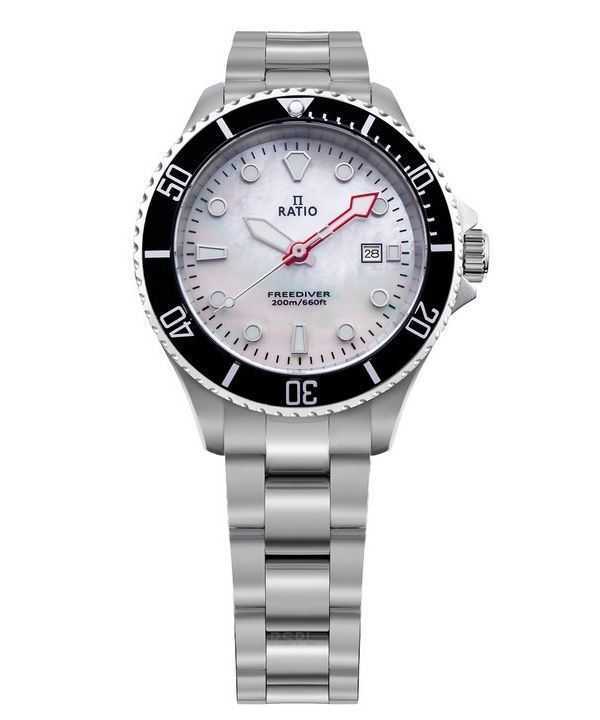 Orologio da donna Ratio FreeDiver Sapphire in acciaio inossidabile con quadrante in madreperla bianca al quarzo RTFL811 200M