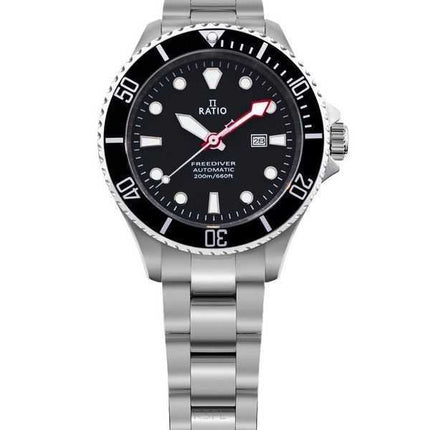 Orologio da donna Ratio FreeDiver Sapphire in acciaio inossidabile con quadrante nero automatico RTFL831 200M