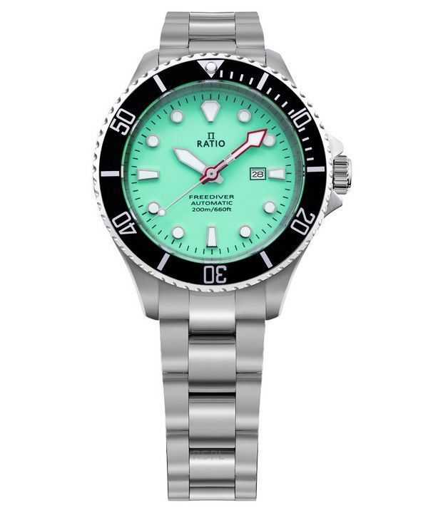 Orologio da donna Ratio FreeDiver Sapphire in acciaio inossidabile con quadrante verde automatico RTFL835 200M