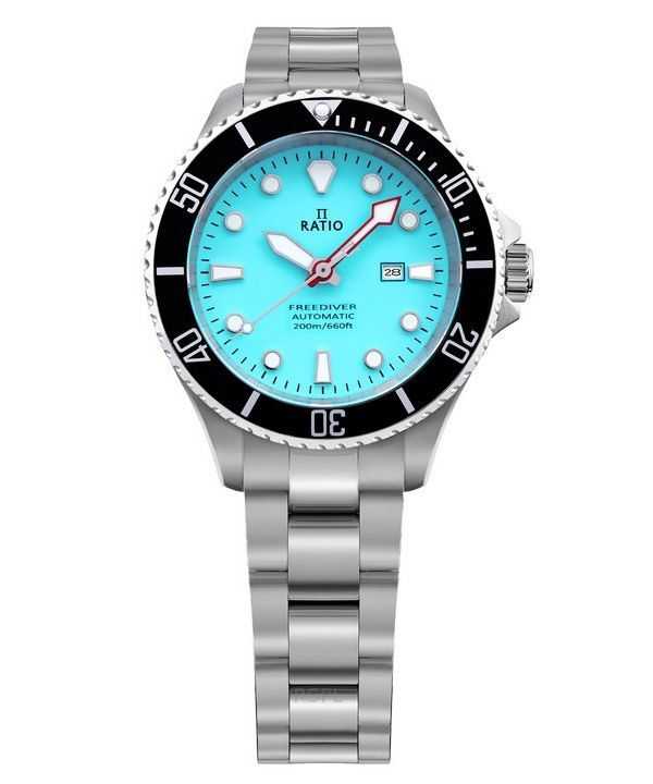 Orologio da donna Ratio FreeDiver Sapphire in acciaio inossidabile con quadrante blu ghiaccio automatico RTFL837 200M