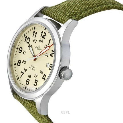 Orologio da uomo Ratio Quest Field ricondizionato con cinturino in tela di zaffiro, al quarzo, RTQ019, 100 m, edizione Lewis &amp; Clark