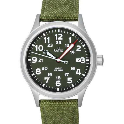 Orologio da uomo Ratio Quest Field con cinturino in tela zaffiro e quadrante verde kaki al quarzo RTQ029 100M Lewis And Clark Ed