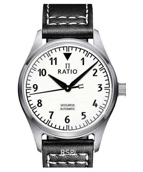 Orologio da uomo automatico Ratio Skysurfer Pilot con quadrante luminoso in pelle RTS307 200M