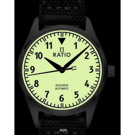 Orologio da uomo automatico Ratio Skysurfer Pilot con quadrante luminoso in pelle RTS307 200M