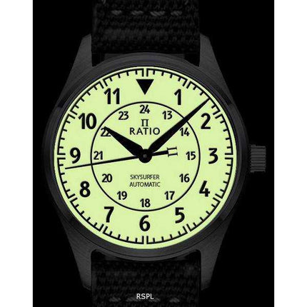 Orologio da uomo automatico Ratio Skysurfer Pilot con quadrante luminoso in pelle RTS316 200M