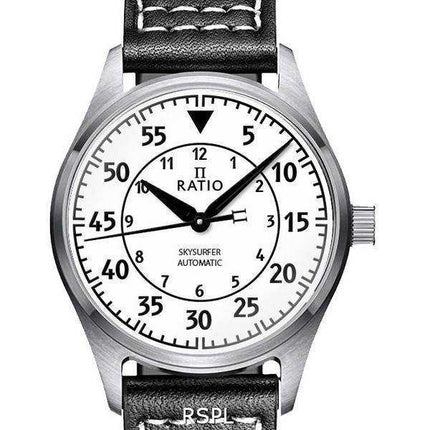 Orologio da uomo automatico Ratio Skysurfer Pilot con quadrante luminoso in pelle RTS324 200M
