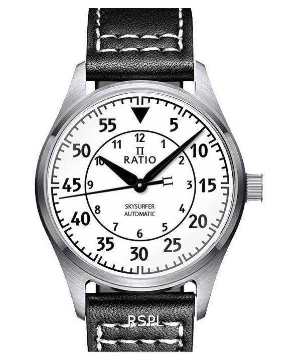 Orologio da uomo automatico Ratio Skysurfer Pilot con quadrante luminoso in pelle RTS324 200M
