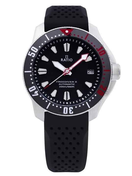 Ratio FreeDiver X Marine Black con orologio da uomo automatico Diver RTX001 200M con inserto in ceramica nera