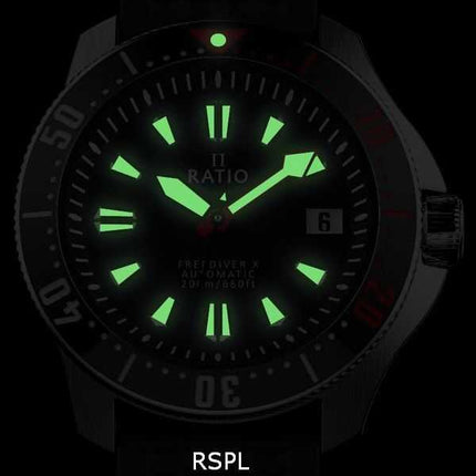 Ratio FreeDiver X Marine Black con orologio da uomo automatico Diver RTX001 200M con inserto in ceramica nera