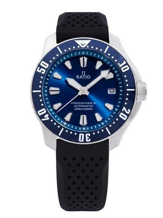 Ratio FreeDiver X Ocean Blue con orologio da uomo automatico RTX003 200M con inserto in ceramica blu