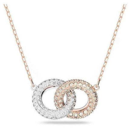 Collana Swarovski Dextera Clear Crystals e cerchi intrecciati placcati in oro rosa 5414999 per donna