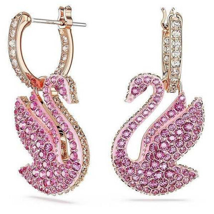 Orecchini pendenti Swarovski Swan rosa con cristalli e placcati in oro rosa 5647544 per donna