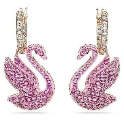 Orecchini pendenti Swarovski Swan rosa con cristalli e placcati in oro rosa 5647544 per donna