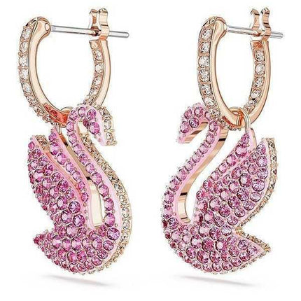 Orecchini pendenti Swarovski Swan rosa con cristalli e placcati in oro rosa 5647544 per donna
