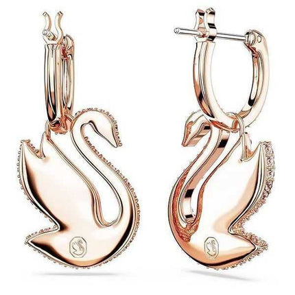 Orecchini pendenti Swarovski Swan rosa con cristalli e placcati in oro rosa 5647544 per donna
