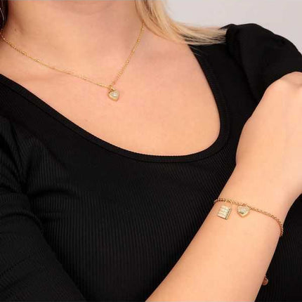 Collana e bracciale Morellato Abbraccio in acciaio inossidabile tono oro SAUB19 da donna