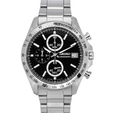 Orologio da uomo Seiko Spirit Chronograph in acciaio inossidabile con quadrante nero al quarzo SBTR005 100M