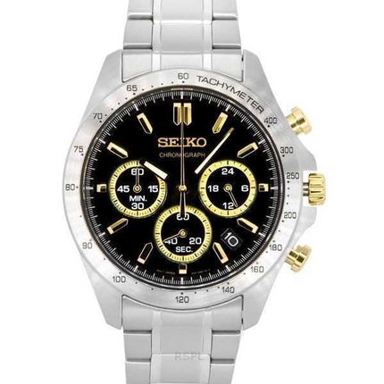 Orologio da uomo Seiko Spirit Chronograph in acciaio inossidabile con quadrante nero al quarzo SBTR015 100M