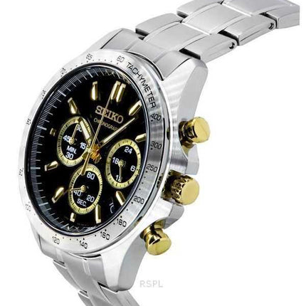 Orologio da uomo Seiko Spirit Chronograph in acciaio inossidabile con quadrante nero al quarzo SBTR015 100M