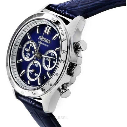 Orologio da uomo Seiko Spirit Chronograph cinturino in pelle quadrante blu al quarzo SBTR019 100M