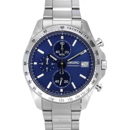 Orologio da uomo Seiko Spirit Chronograph in acciaio inossidabile con quadrante blu al quarzo SBTR023 100M