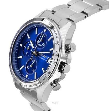 Orologio da uomo Seiko Spirit Chronograph in acciaio inossidabile con quadrante blu al quarzo SBTR023 100M